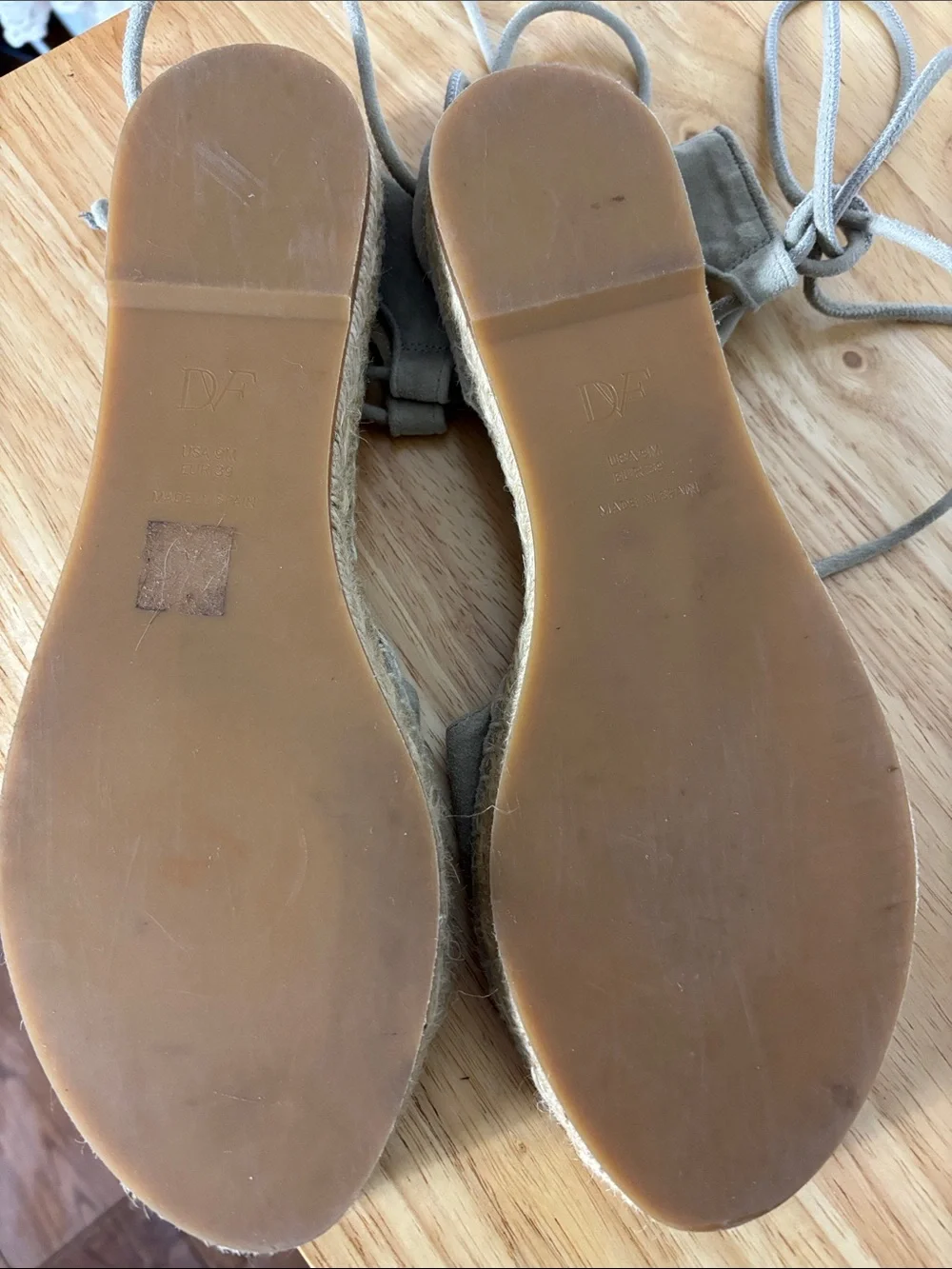Diane Von Furstenberg Dakota Suede Gladiator Espadrille Taupe Sandals Size 9